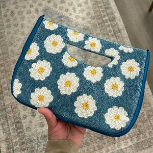 Anthropologie Blue Floral Clutch